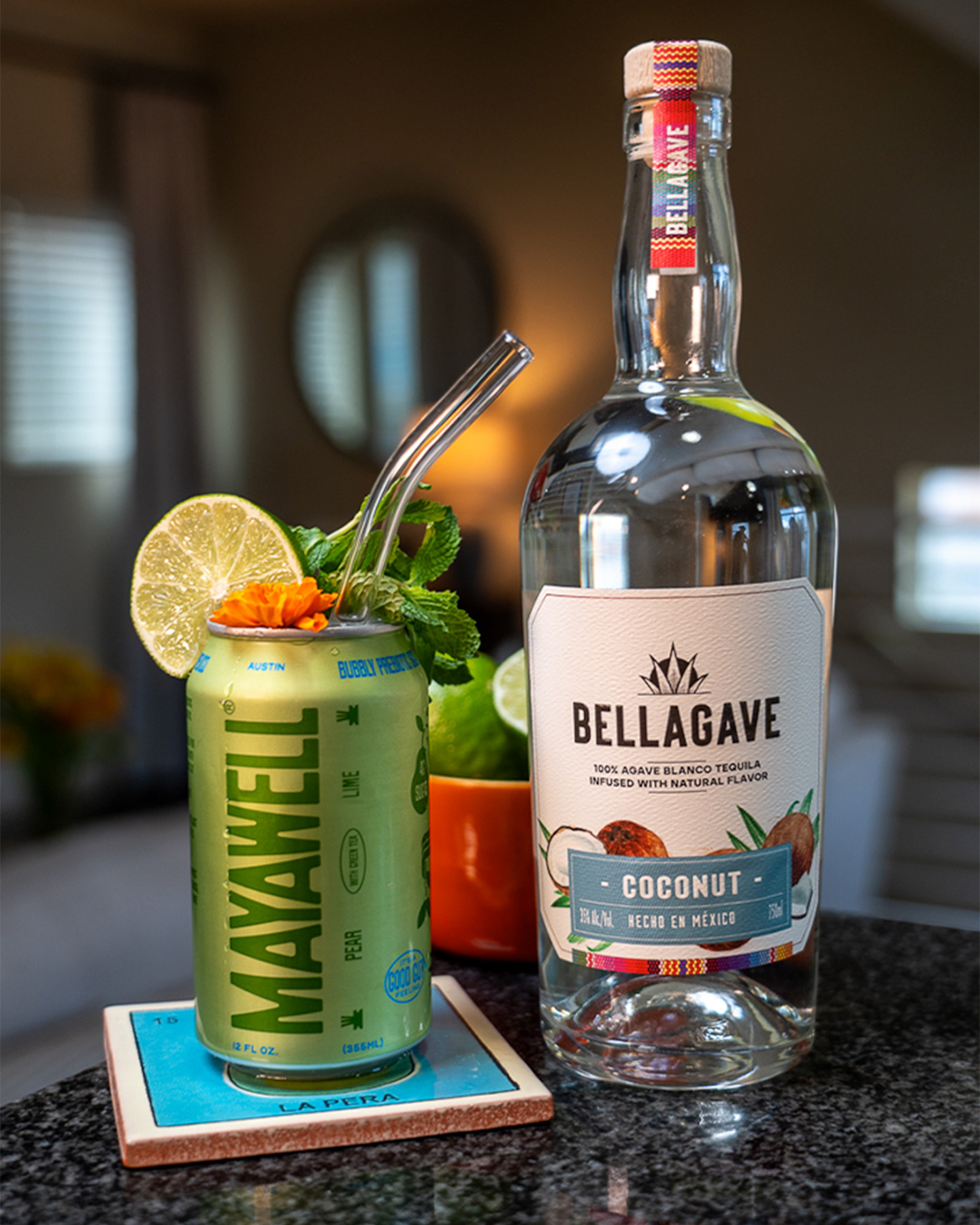 Mayawell Pear Lime + Bellagave Coconut Tequila Soda